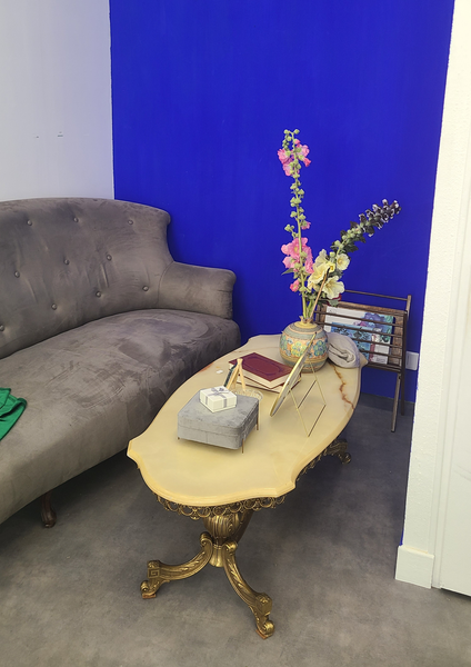 Jardin d’eau aux roses trémières - Œuvre d’art originale — Miniature