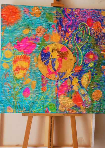 Sirènes de Monte-carlo - Œuvre d'art originale (100 cm x 100 cm)